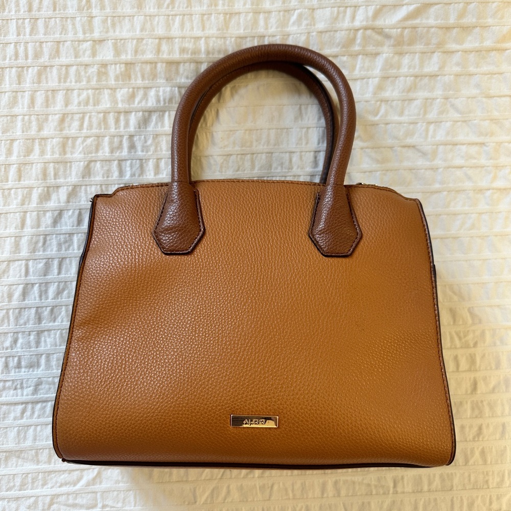 ALDO Brown Leather Satchel Bag